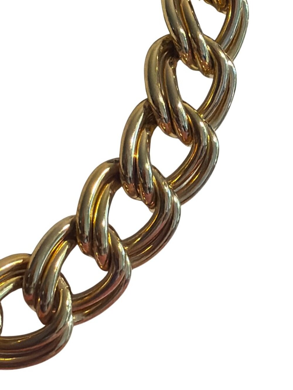 Vintage Gold Tone Double Link Chunky Chain Statement Necklace 18" Layer Estate - Picture 2 of 6